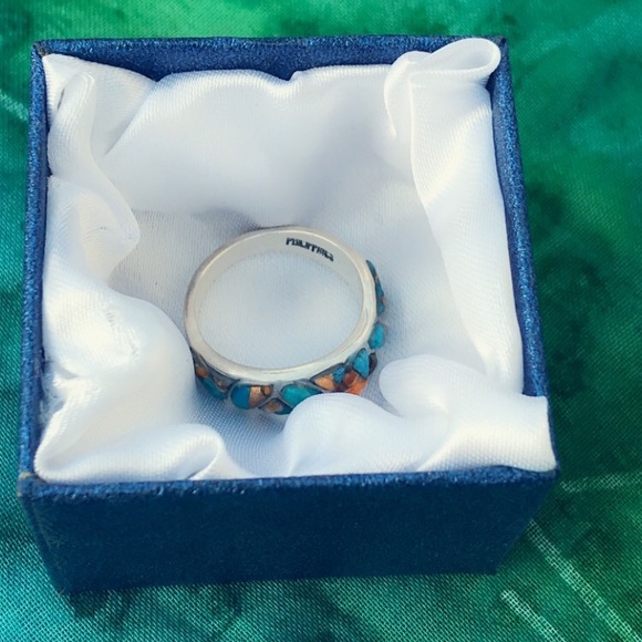 REAL Spiny Turquoise/sterling silver ring size 7 - Picture 6 of 8